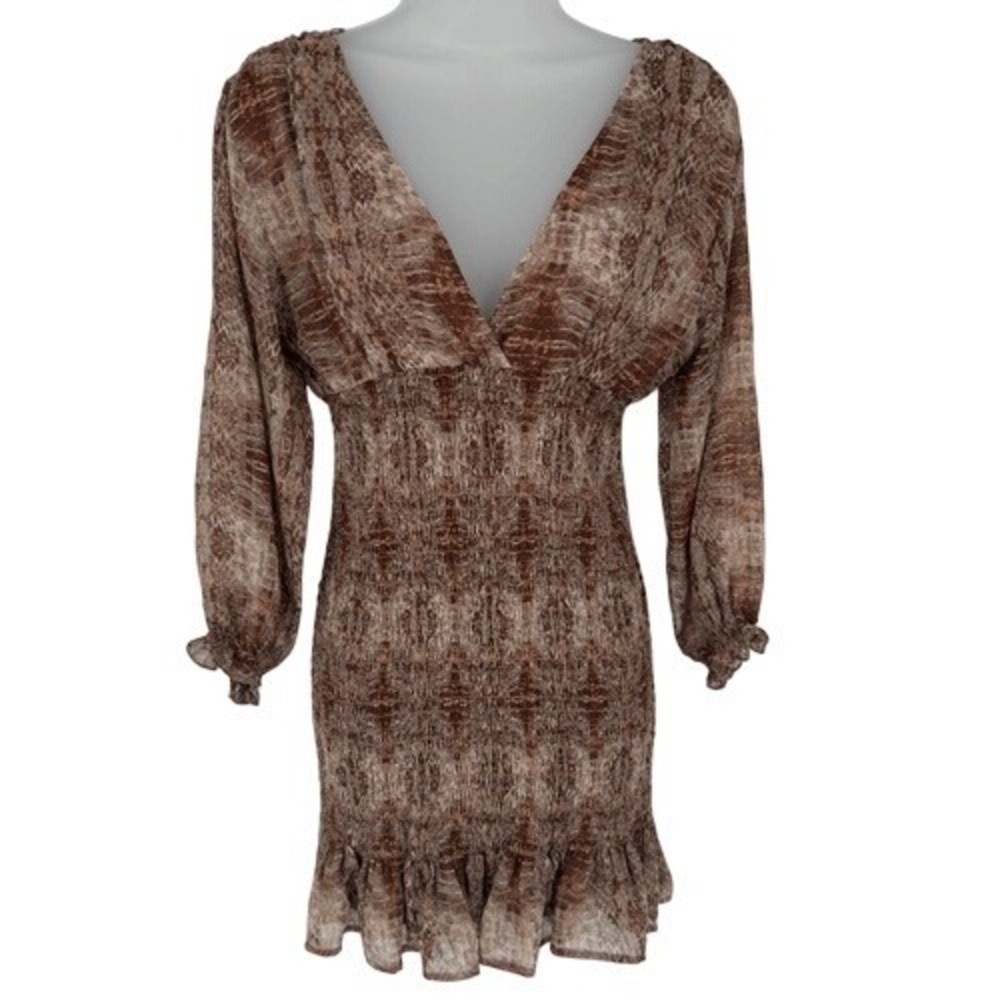 Skylar + Madison Snake Print Smocked Dress M
